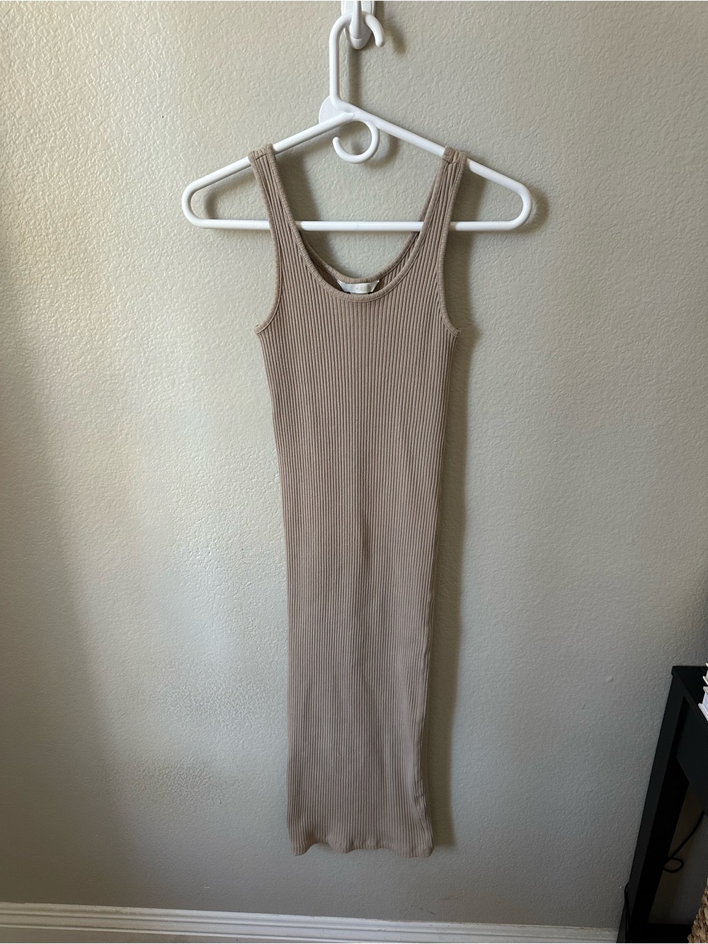 H&M Ribbed Tank Maxi Dress in Taupe